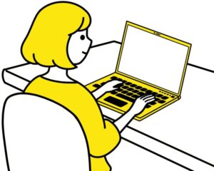 ノートパソコンで作業している人